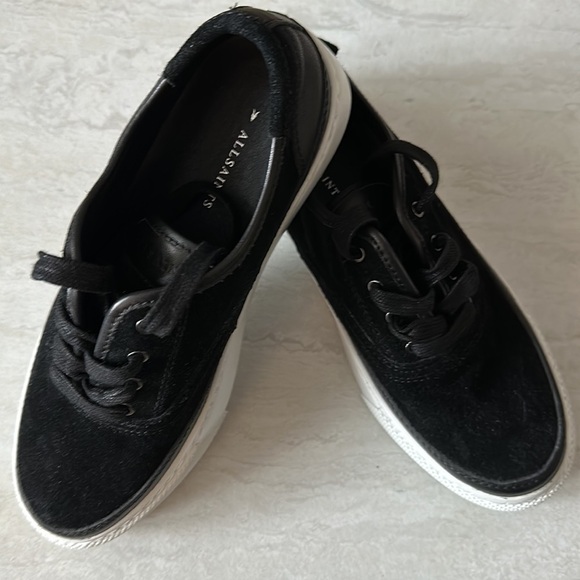All Saints Shoes - 𝅺ALL Saints Black Marica Cow Suede Platform Sneakers Size 8